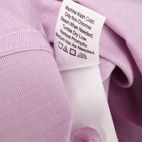 Coldwater Creek Top Petite LP PL Lavender No Iron Cotton Blouse Epaulette Preppy - Picture 9 of 13